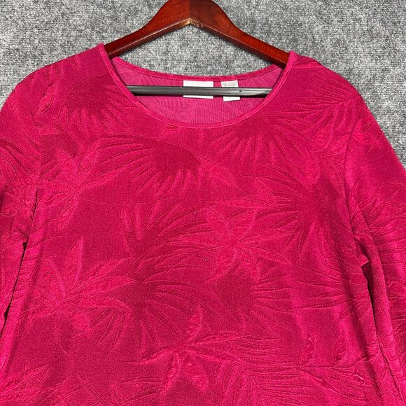 Chicos Top Womens Large Burgundy Print Stretch Knit Long Sleeve Pullover - Picture 3 of 6